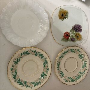 Elegant Floral Porcelain Plate Set lot Corning Vintage Hanover